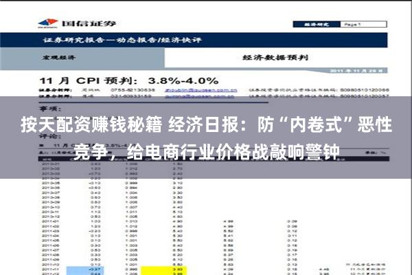 按天配资赚钱秘籍 经济日报：防“内卷式”恶性竞争，给电商行业价格战敲响警钟