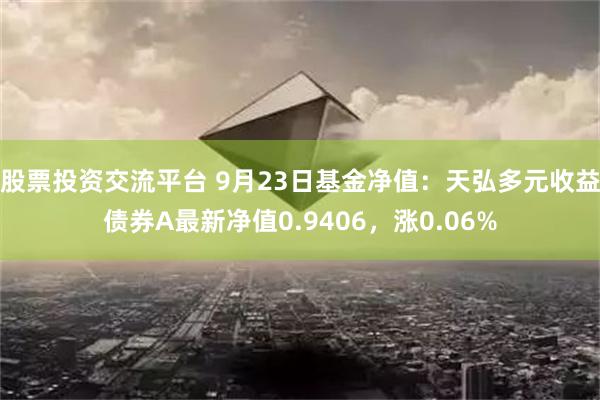 股票投资交流平台 9月23日基金净值：天弘多元收益债券A最新净值0.9406，涨0.06%