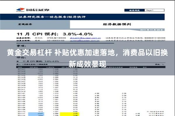 黄金交易杠杆 补贴优惠加速落地，消费品以旧换新成效显现