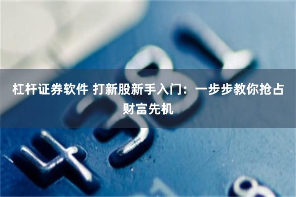 杠杆证券软件 打新股新手入门：一步步教你抢占财富先机