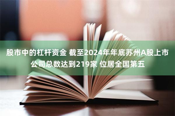 股市中的杠杆资金 截至2024年年底苏州A股上市公司总数达到219家 位居全国第五