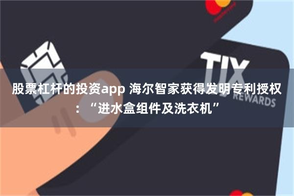 股票杠杆的投资app 海尔智家获得发明专利授权：“进水盒组件及洗衣机”