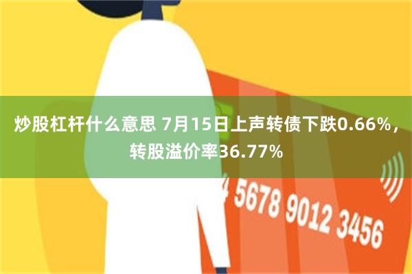 炒股杠杆什么意思 7月15日上声转债下跌0.66%，转股溢价率36.77%