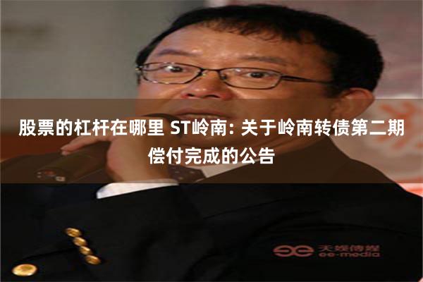 股票的杠杆在哪里 ST岭南: 关于岭南转债第二期偿付完成的公告